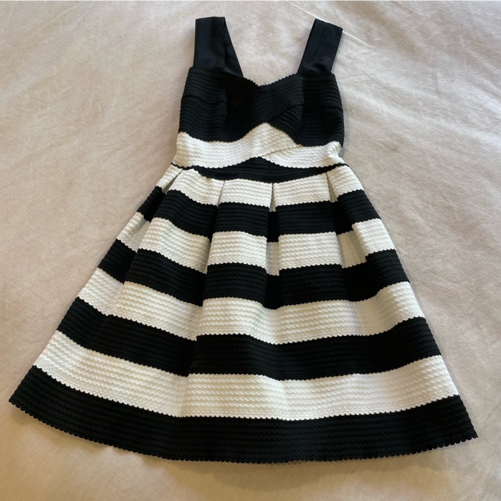 Black and white striped dress